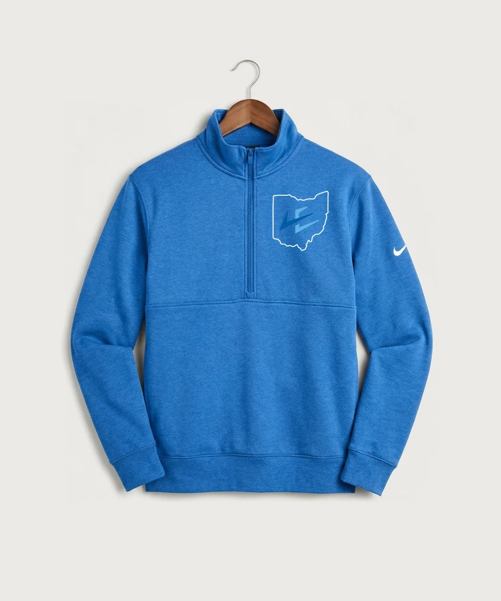 Leading Edge Ohio Team Store - Light Game Royal Heather Nike Club Fleece Sleeve Swoosh 1/2-Zip NKDX6718