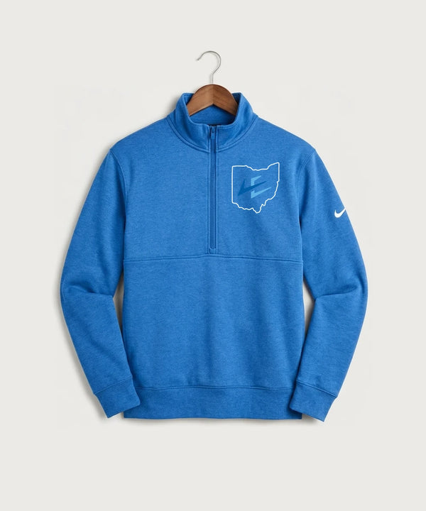 Leading Edge Ohio Team Store - Light Game Royal Heather Nike Club Fleece Sleeve Swoosh 1/2-Zip NKDX6718