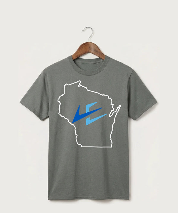 Leading Edge Wisconsin Team Store - Medium Grey Port & Co Core Cotton Tee. PC54
