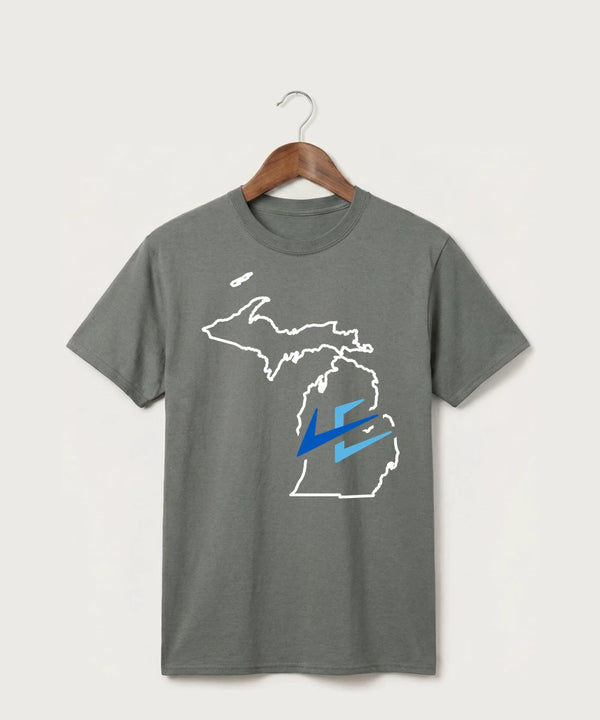 Leading Edge Michigan Team Store - Medium Grey Port & Co Core Cotton Tee. PC54