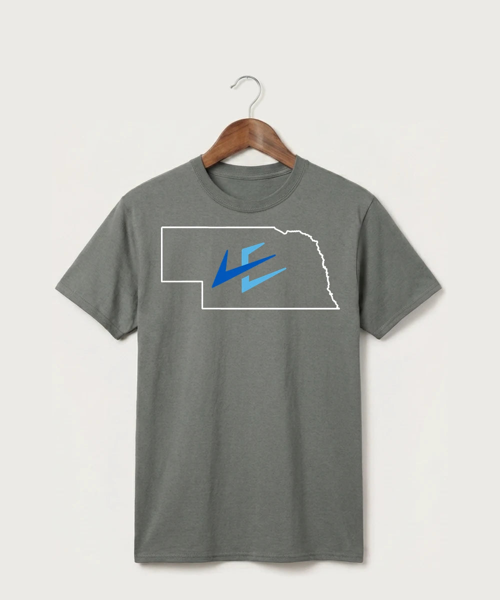 Leading Edge Nebraska Team Store - Medium Grey Port & Co Core Cotton Tee. PC54