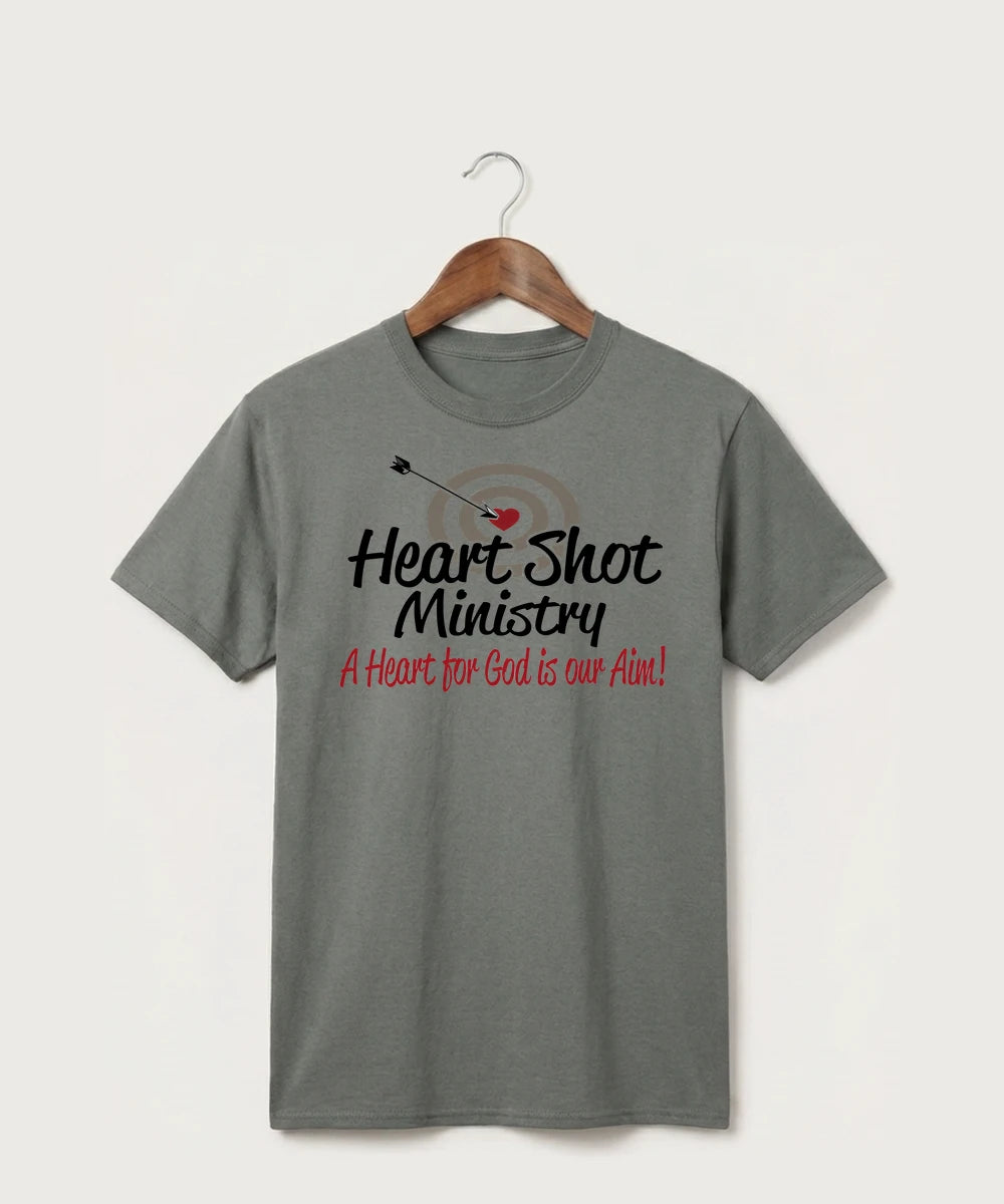 Heart Shot Ministry Archery Team Store - Medium Grey Port & Co Core Cotton Tee. PC54