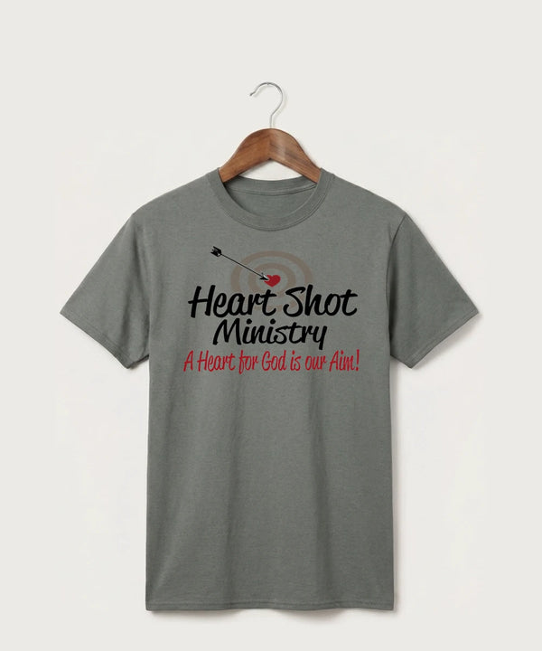 Heart Shot Ministry Archery Team Store - Medium Grey Port & Co Core Cotton Tee. PC54