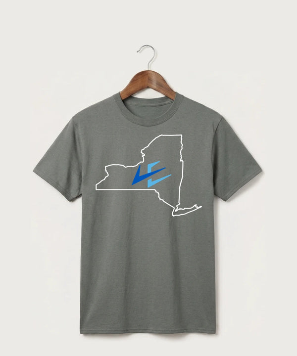 Leading Edge New York Team Store - Medium Grey Port & Co Core Cotton Tee. PC54