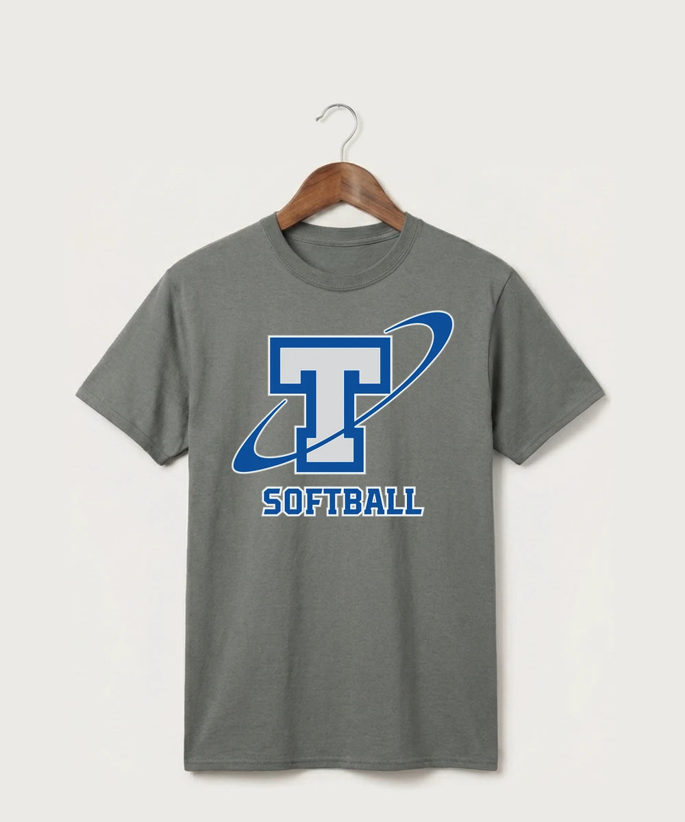 Papillion La Vista South Titan Softball Team Store - Medium Grey Port & Co Core Cotton Tee. PC54