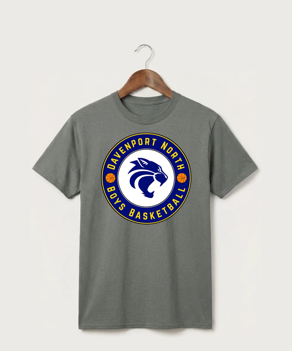 Davenport North High School Basketball Team Store - Medium Grey Port & Co Core Cotton Tee. PC54