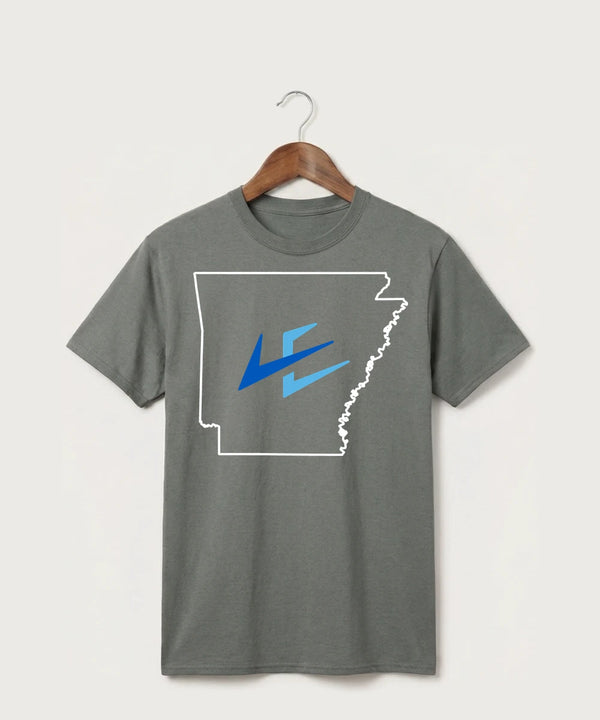 Leading Edge Arkansas Team Store - Medium Grey Port & Co Core Cotton Tee. PC54