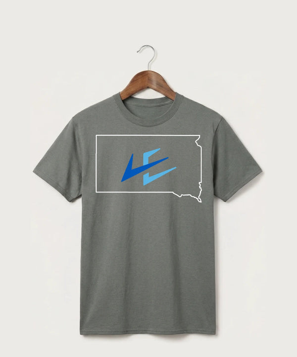 Leading Edge South Dakota Team Store - Medium Grey Port & Co Core Cotton Tee. PC54