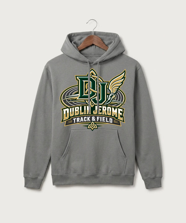 Dublin Jerome Track & Field Team Store - Medium Grey Port & Co Core Fleece Pullover Hooded Sweatshirt. PC78H