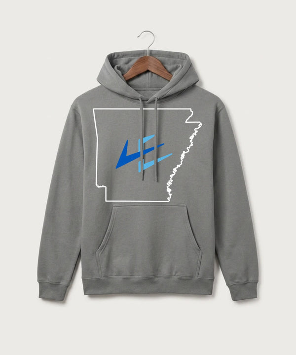 Leading Edge Arkansas Team Store - Medium Grey Port & Co Core Fleece Pullover Hooded Sweatshirt. PC78H