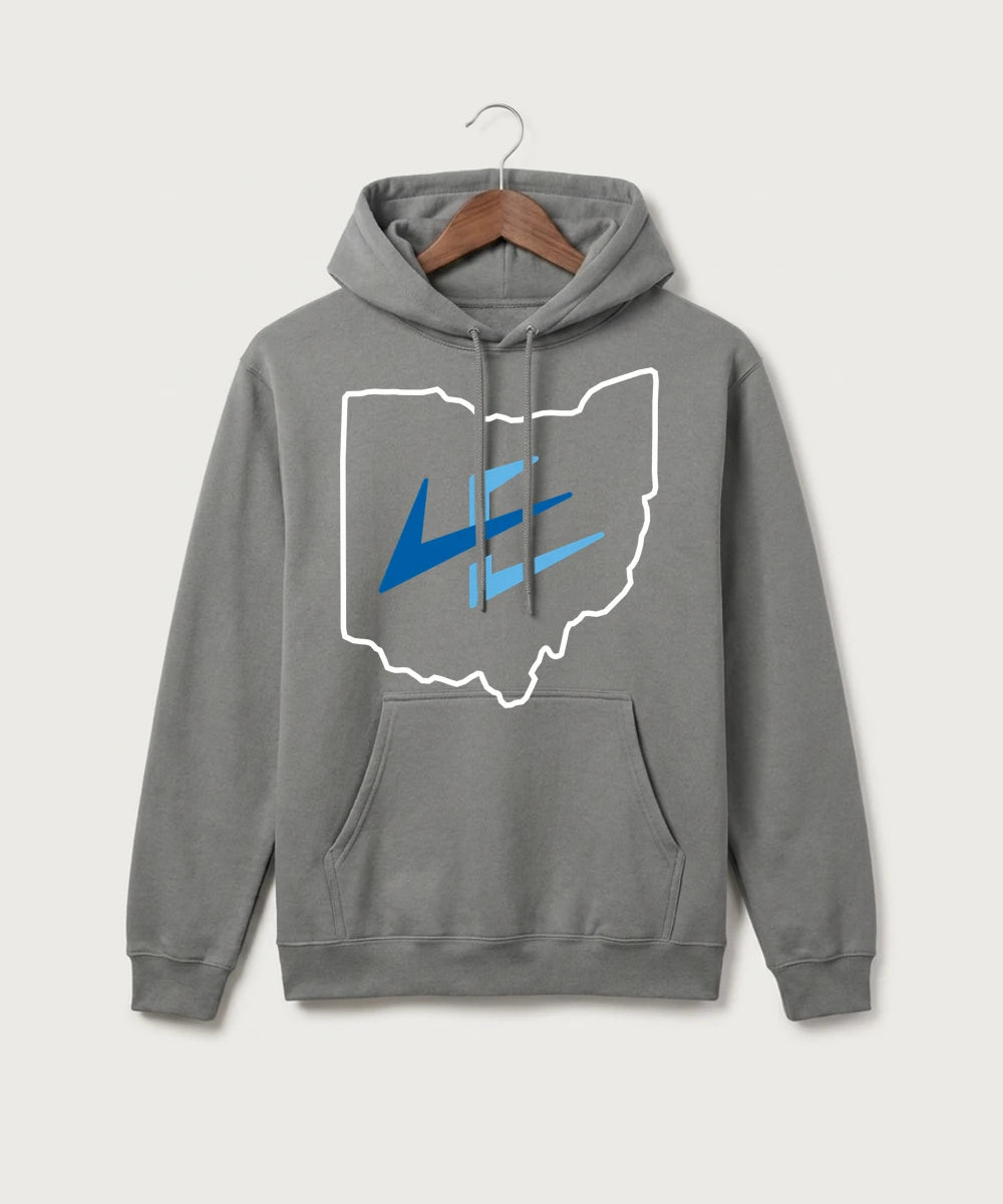 Leading Edge Ohio Team Store - Medium Grey Port & Co Core Fleece Pullover Hooded Sweatshirt. PC78H