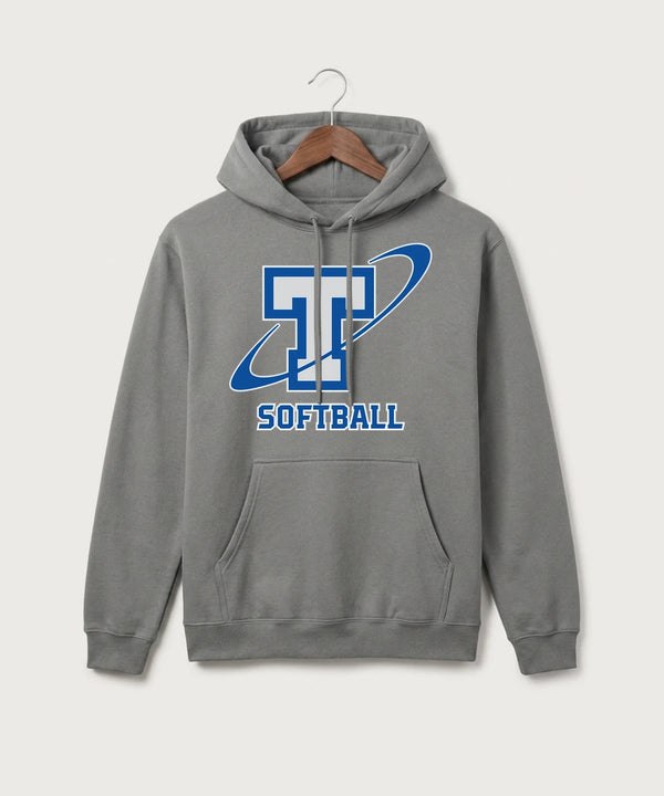 Papillion La Vista South Titan Softball Team Store - Medium Grey Port & Co Core Fleece Pullover Hooded Sweatshirt. PC78H