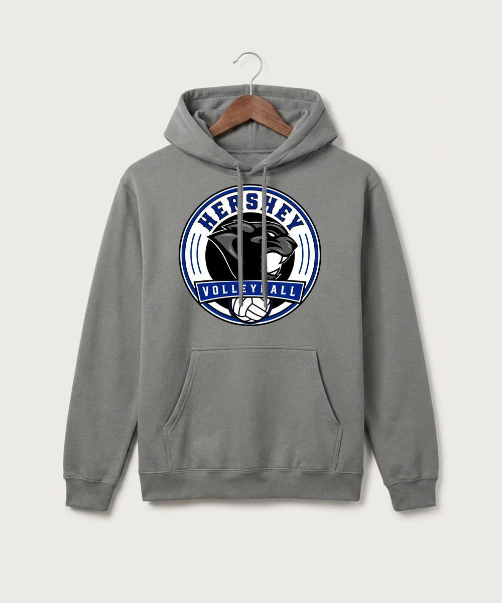 Hershey High School Volleyball Team Store - Medium Grey Port & Co Core Fleece Pullover Hooded Sweatshirt. PC78H