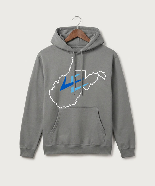Leading Edge West Virginia Team Store - Medium Grey Port & Co Core Fleece Pullover Hooded Sweatshirt. PC78H