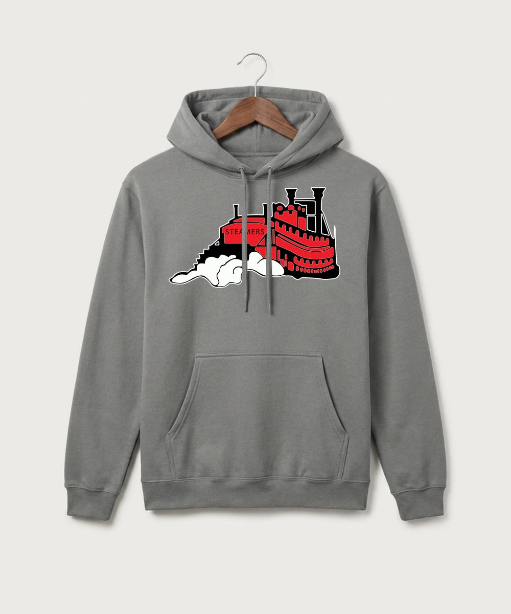 Fulton High School Football (Boys) - Medium Grey Port & Co Core Fleece Pullover Hooded Sweatshirt. PC78H