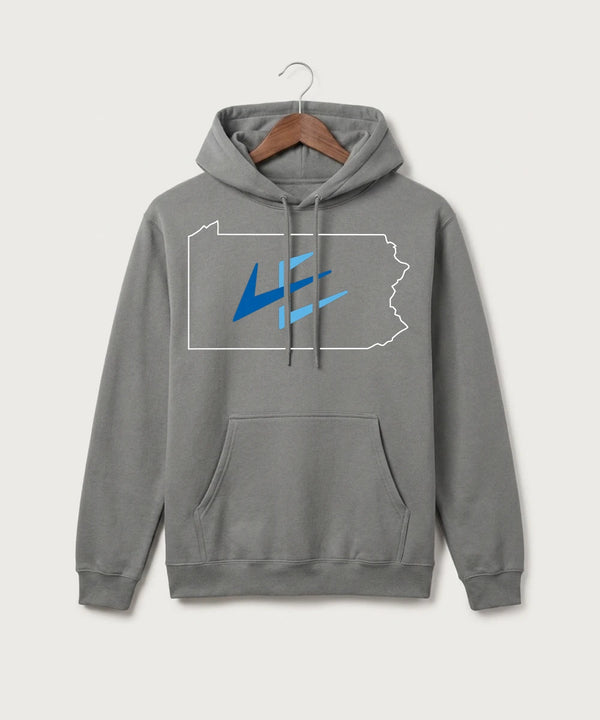 Leading Edge Pennsylvania Team Store - Medium Grey Port & Co Core Fleece Pullover Hooded Sweatshirt. PC78H