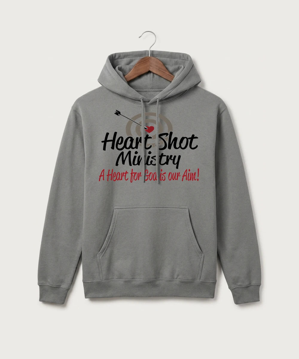 Heart Shot Ministry Archery Team Store - Medium Grey Port & Co Core Fleece Pullover Hooded Sweatshirt. PC78H