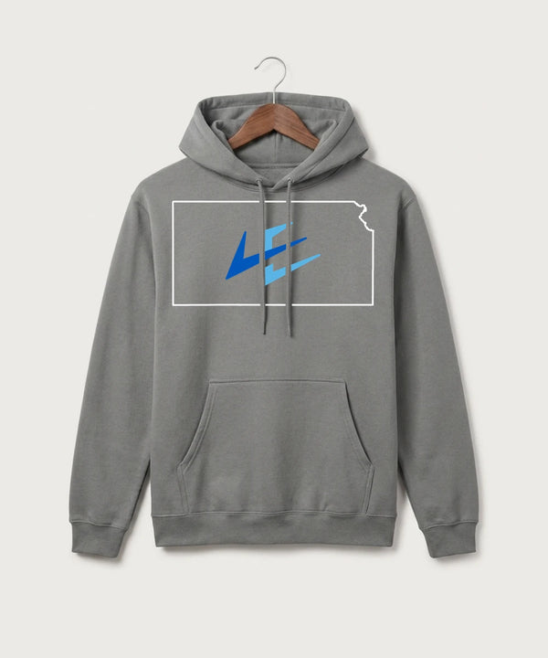 Leading Edge Kansas Team Store - Medium Grey Port & Co Core Fleece Pullover Hooded Sweatshirt. PC78H