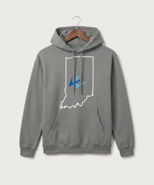 Leading Edge Indiana Team Store - Medium Grey Port & Co Core Fleece Pullover Hooded Sweatshirt. PC78H