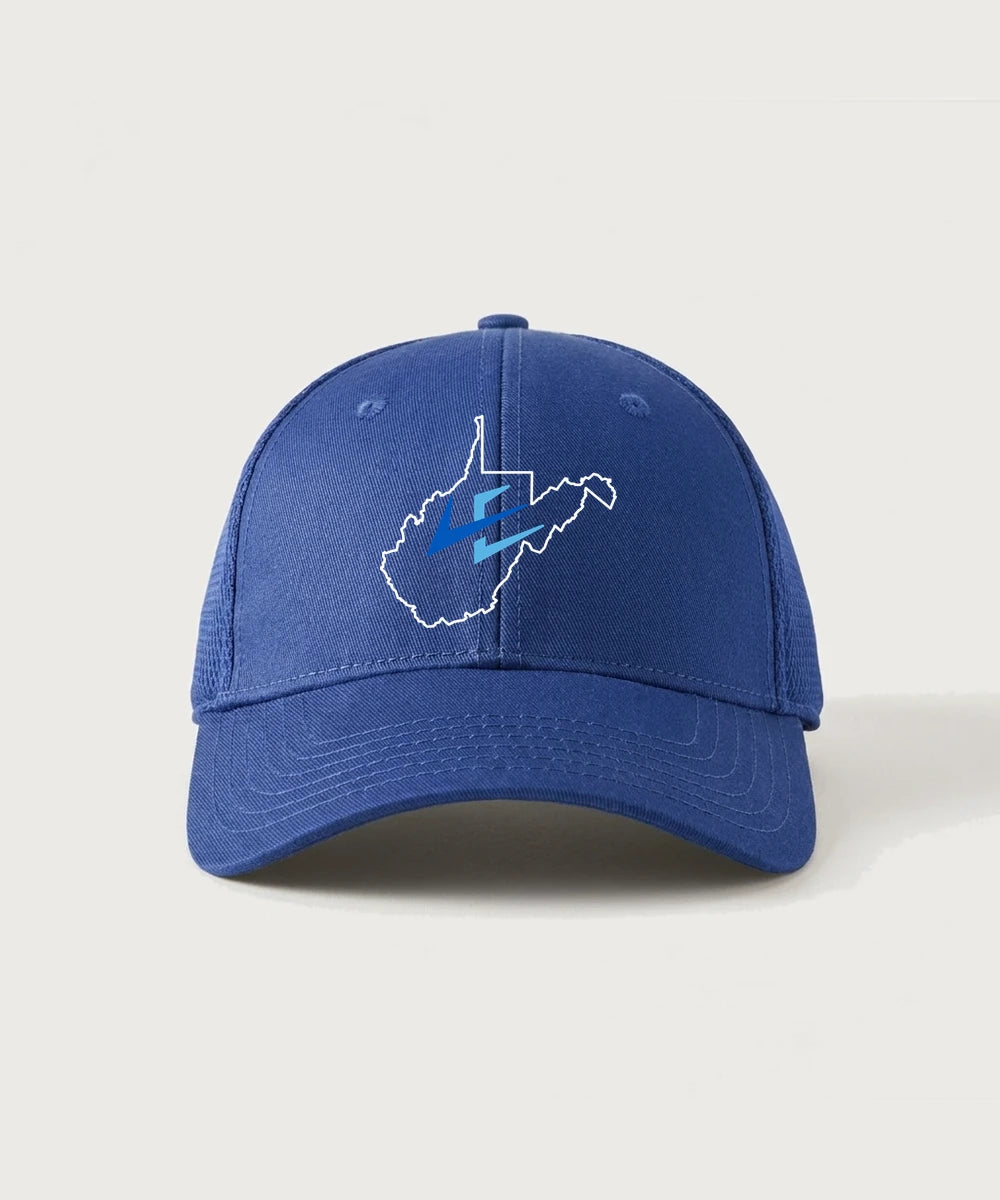 Leading Edge West Virginia Team Store - Royal New Era - Stretch Mesh Cap. NE1020