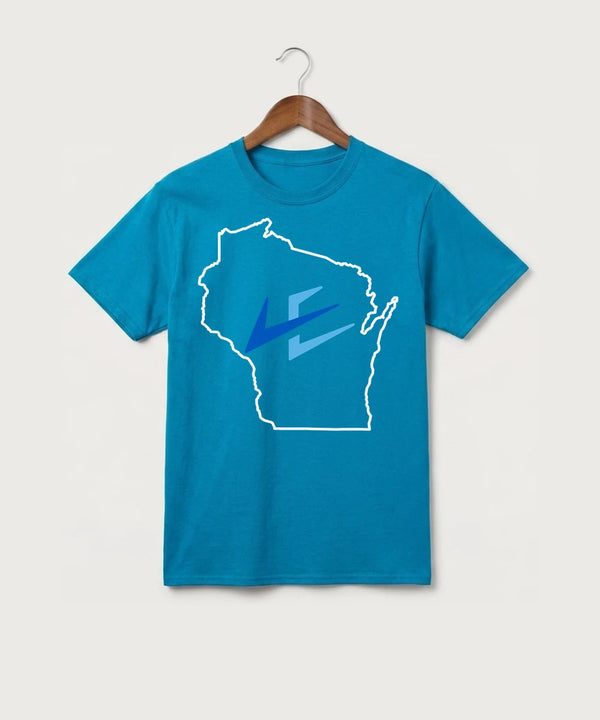 Leading Edge Wisconsin Team Store - Sapphire Port & Co Core Cotton Tee. PC54