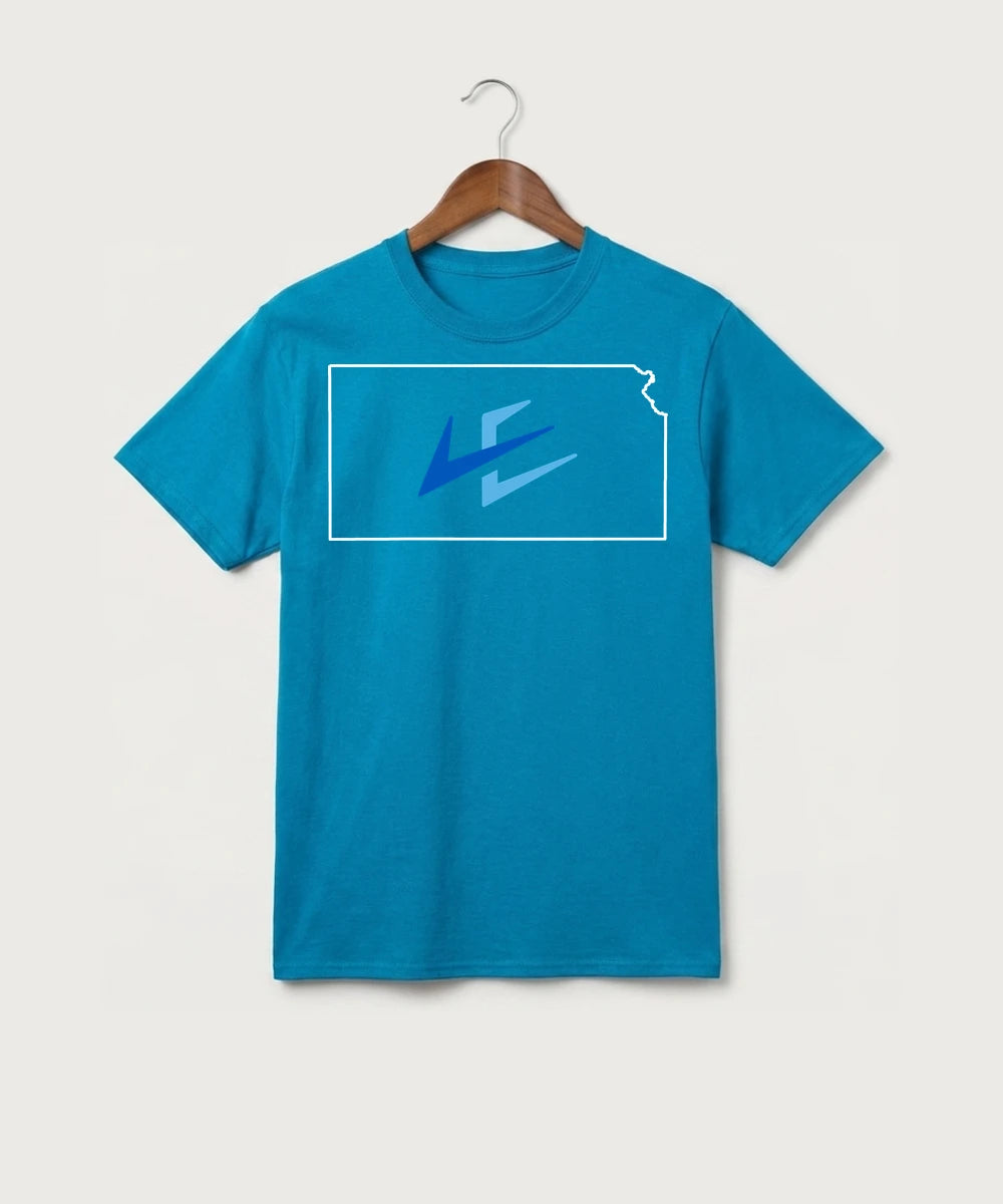 Leading Edge Kansas Team Store - Sapphire Port & Co Core Cotton Tee. PC54