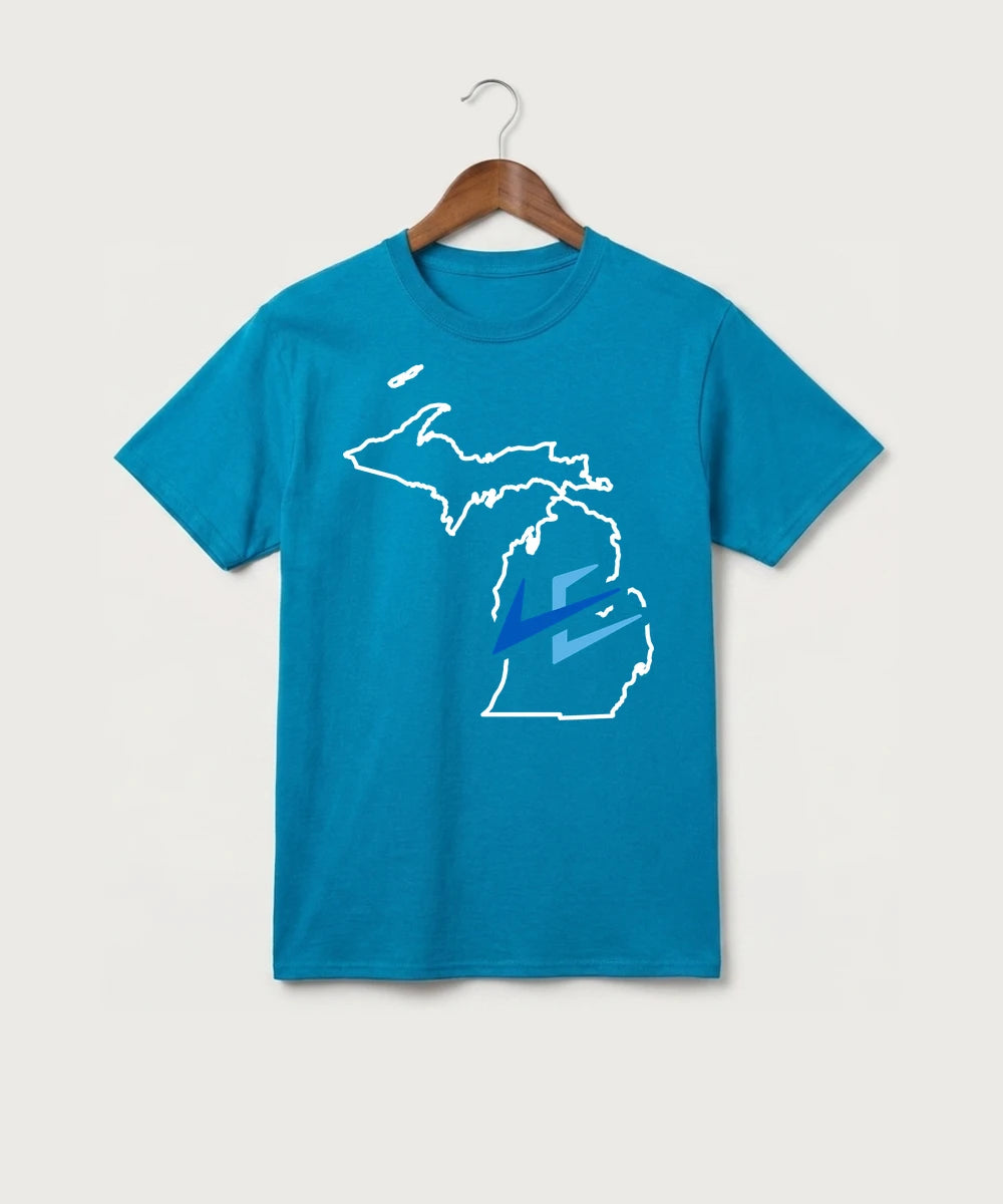 Leading Edge Michigan Team Store - Sapphire Port & Co Core Cotton Tee. PC54