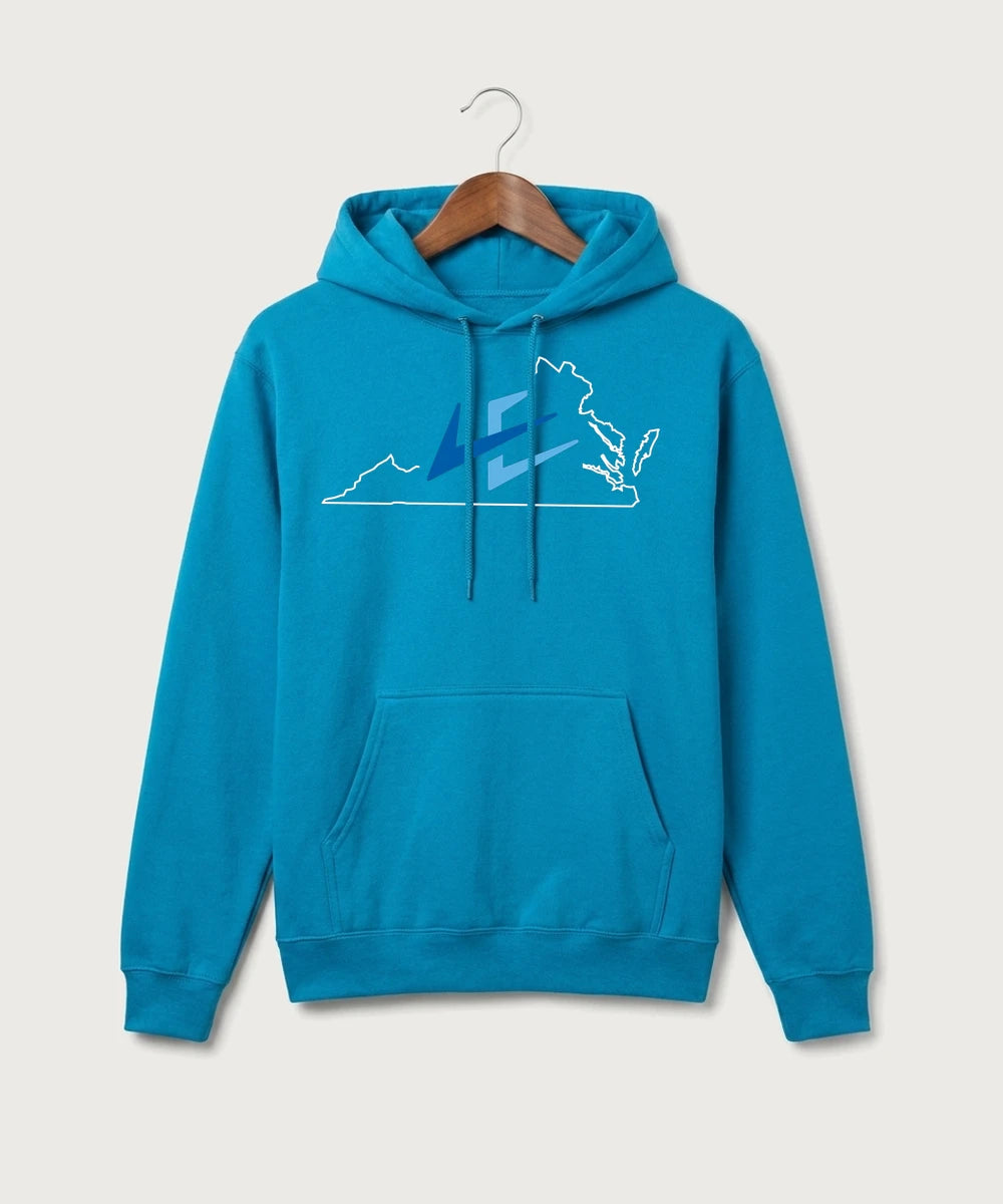 Leading Edge Virginia Team Store - Sapphire Port & Co Core Fleece Pullover Hooded Sweatshirt. PC78H