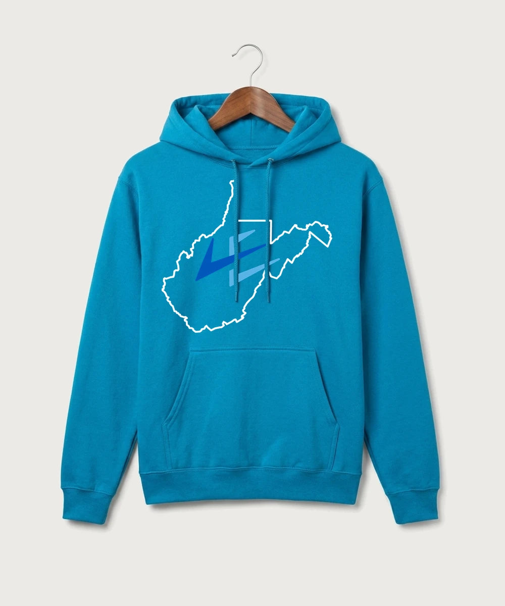 Leading Edge West Virginia Team Store - Sapphire Port & Co Core Fleece Pullover Hooded Sweatshirt. PC78H