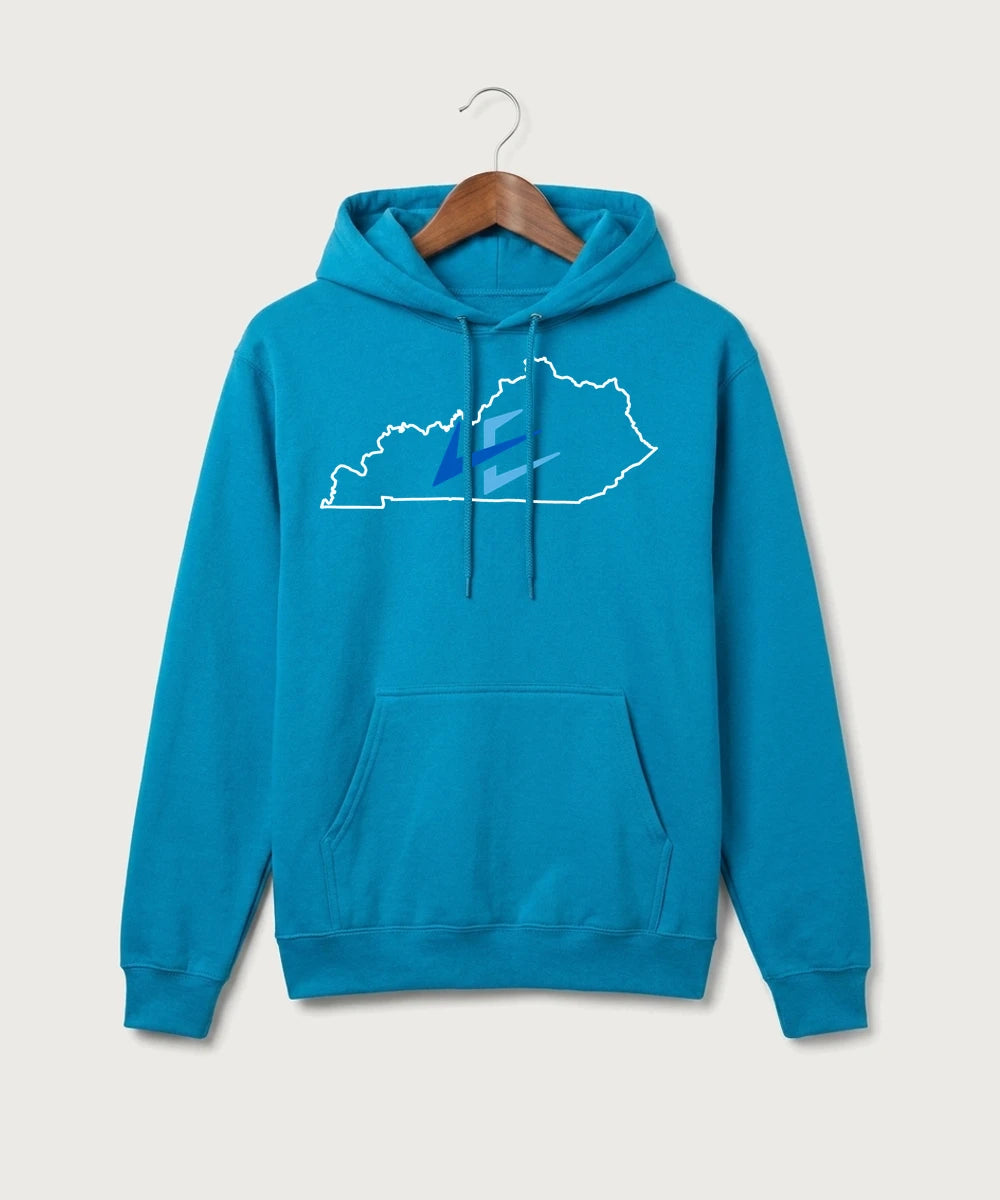 Leading Edge Kentucky Team Store - Sapphire Port & Co Core Fleece Pullover Hooded Sweatshirt. PC78H