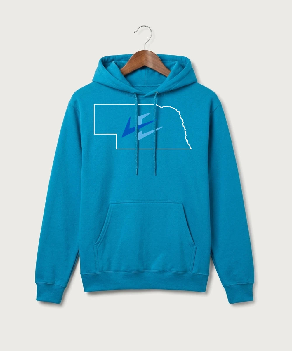 Leading Edge Nebraska Team Store - Sapphire Port & Co Core Fleece Pullover Hooded Sweatshirt. PC78H
