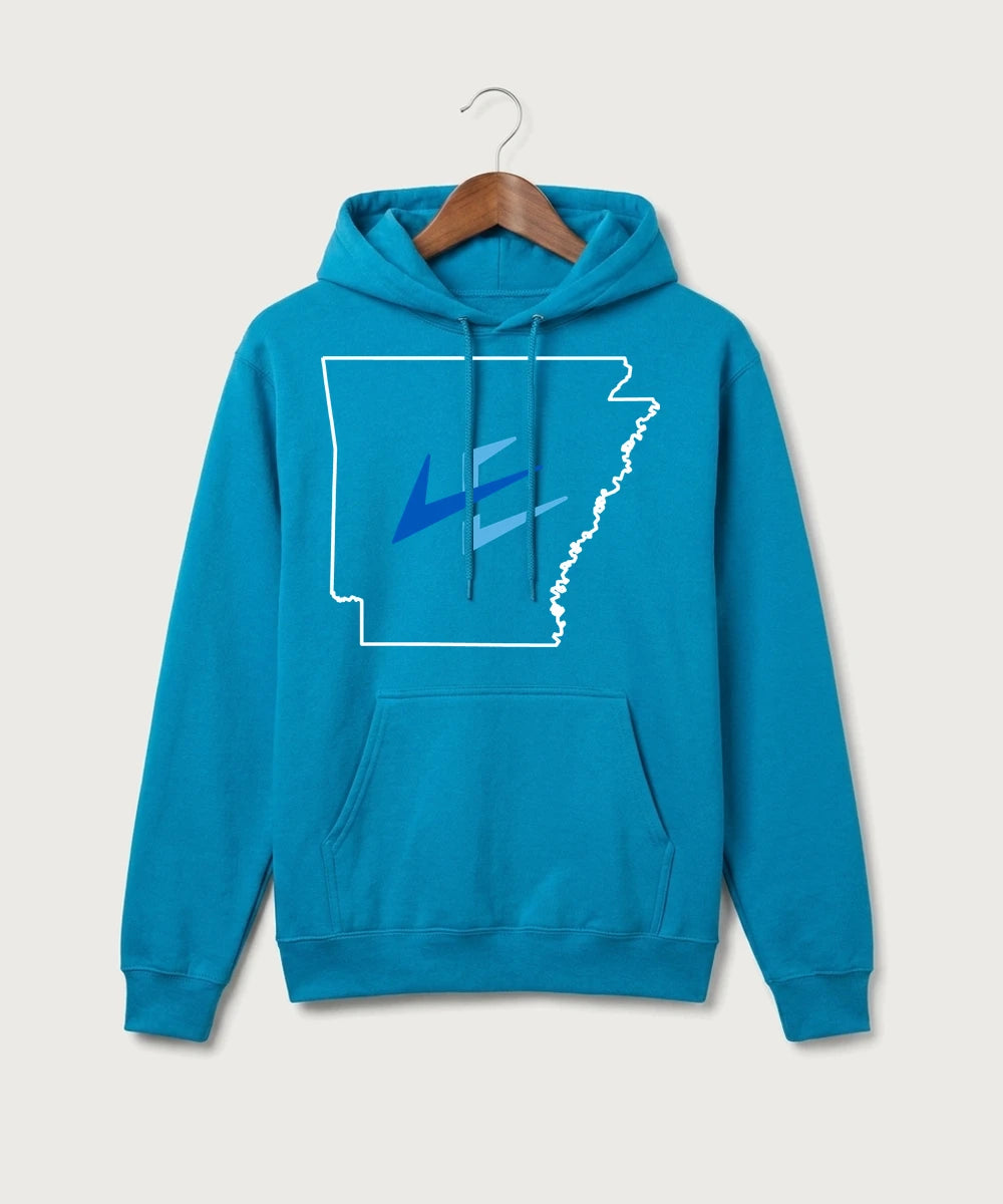 Leading Edge Arkansas Team Store - Sapphire Port & Co Core Fleece Pullover Hooded Sweatshirt. PC78H