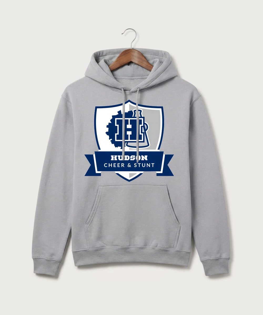 Hudson Cheer & Stunt - Silver Port & Co Core Fleece Pullover Hooded Sweatshirt. PC78H
