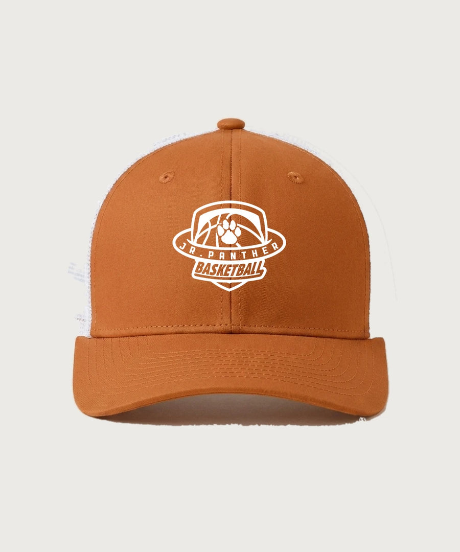 Jr Panther Basketball - Texas Orange/ White Sport-Tek Club Trucker Cap STC46