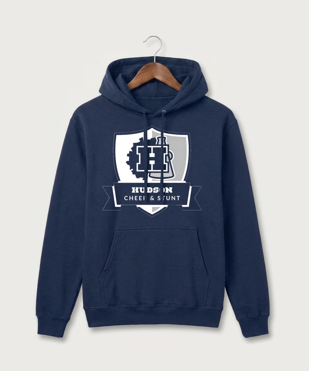 Hudson Cheer & Stunt - True Navy Port & Co Core Fleece Pullover Hooded Sweatshirt. PC78H