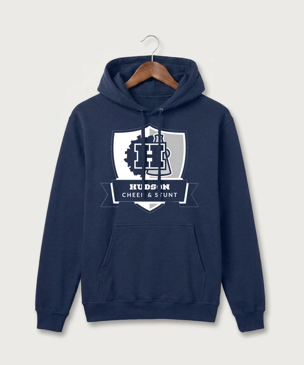 Hudson Cheer & Stunt - True Navy Port & Co Core Fleece Pullover Hooded Sweatshirt. PC78H