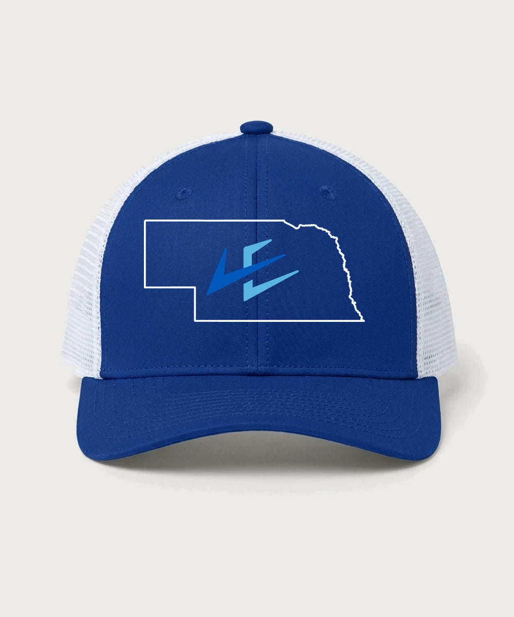 Leading Edge Nebraska Team Store - True Royal/ White Sport-Tek Club Trucker Cap STC46