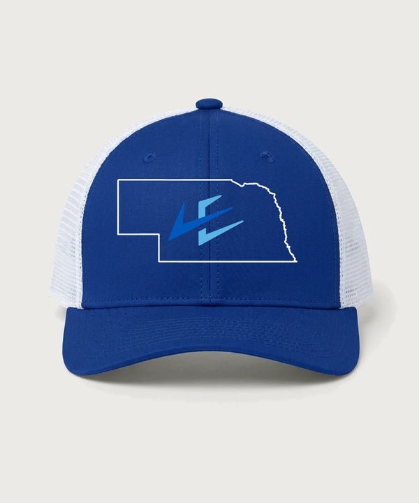 Leading Edge Nebraska Team Store - True Royal/ White Sport-Tek Club Trucker Cap STC46