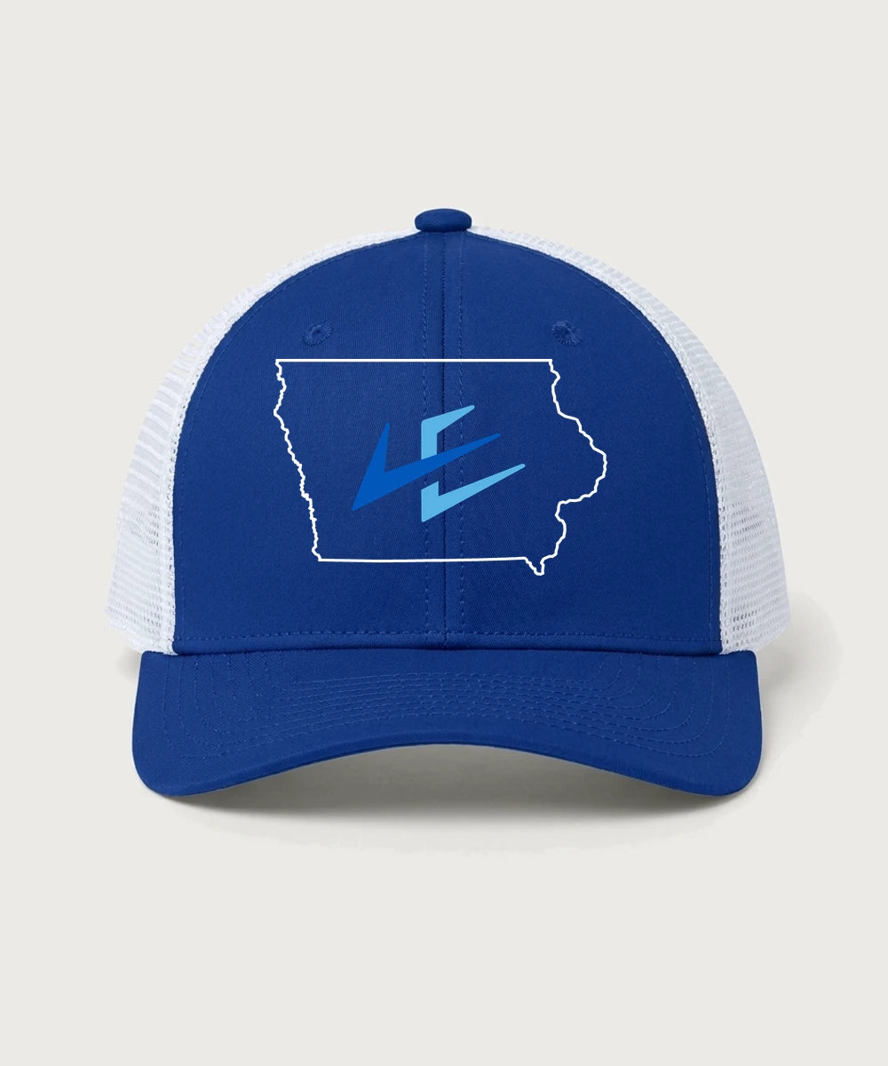 Leading Edge Iowa Team Store - True Royal/ White Sport-Tek Club Trucker Cap STC46