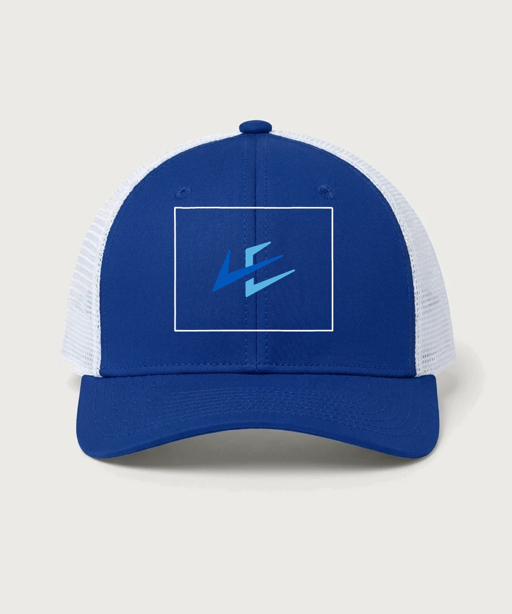 Leading Edge Wyoming Team Store - True Royal/ White Sport-Tek Club Trucker Cap STC46