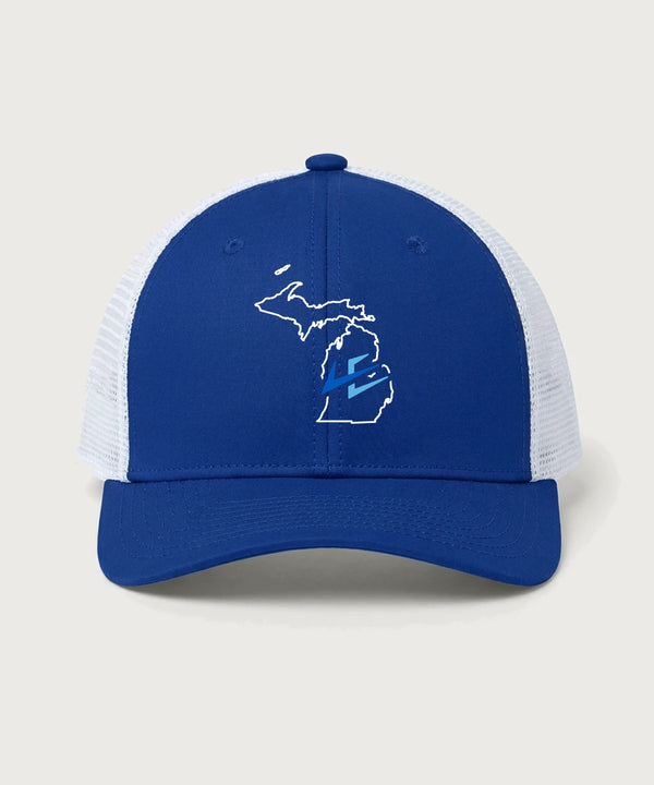 Leading Edge Michigan Team Store - True Royal/ White Sport-Tek Club Trucker Cap STC46
