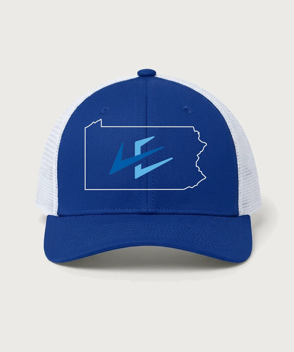 Leading Edge Pennsylvania Team Store - True Royal/ White Sport-Tek Club Trucker Cap STC46