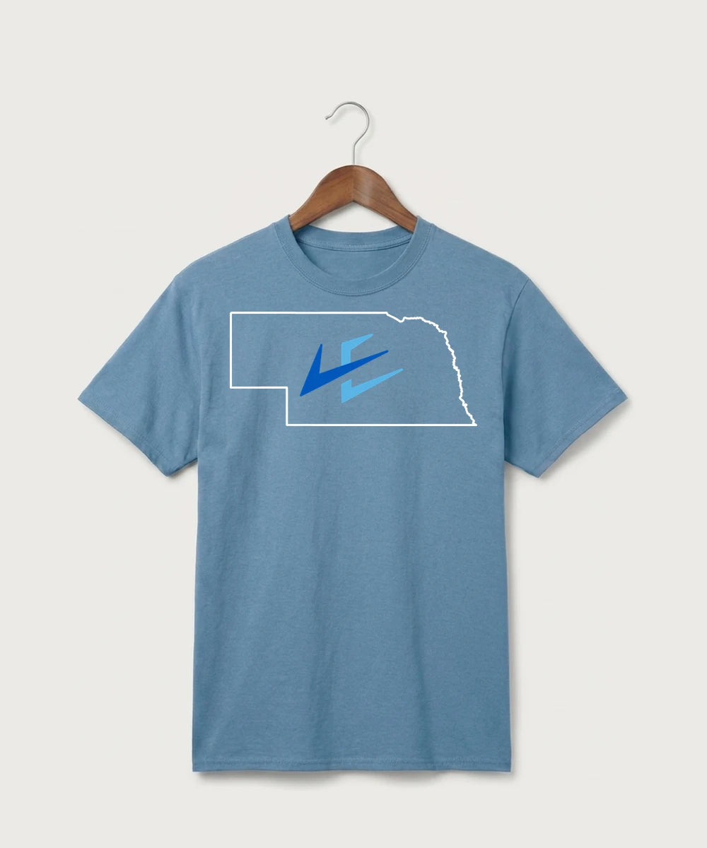Leading Edge Nebraska Team Store - Tundra Blue Port & Co Core Cotton Tee. PC54