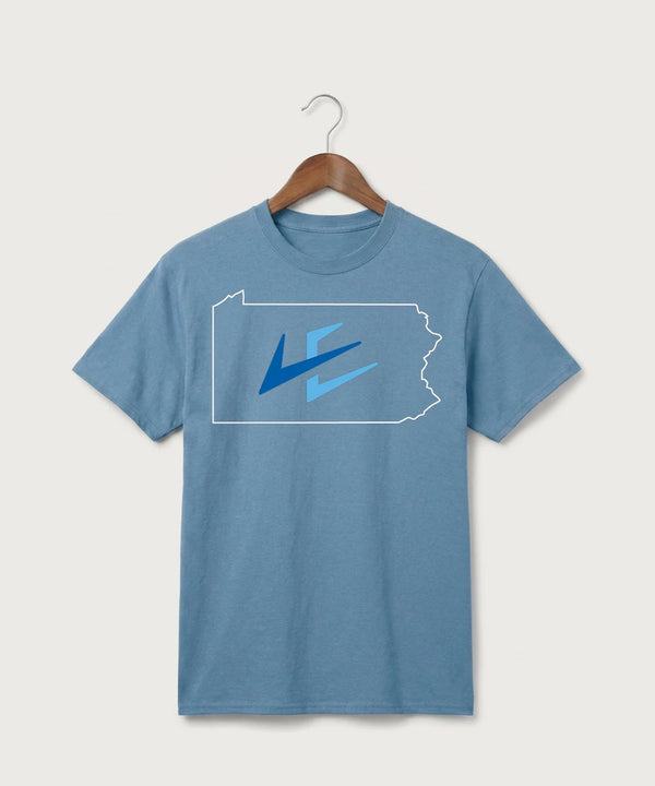 Leading Edge Pennsylvania Team Store - Tundra Blue Port & Co Core Cotton Tee. PC54