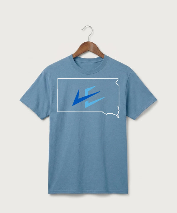 Leading Edge South Dakota Team Store - Tundra Blue Port & Co Core Cotton Tee. PC54