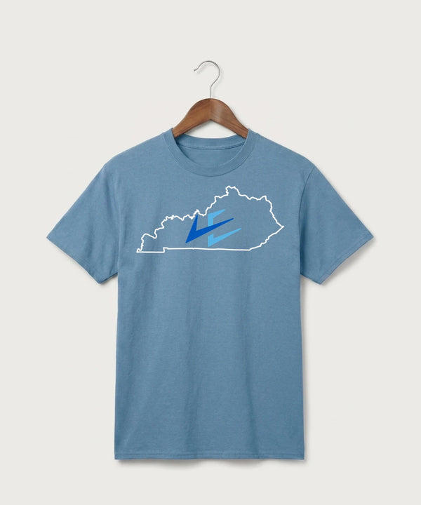 Leading Edge Kentucky Team Store - Tundra Blue Port & Co Core Cotton Tee. PC54