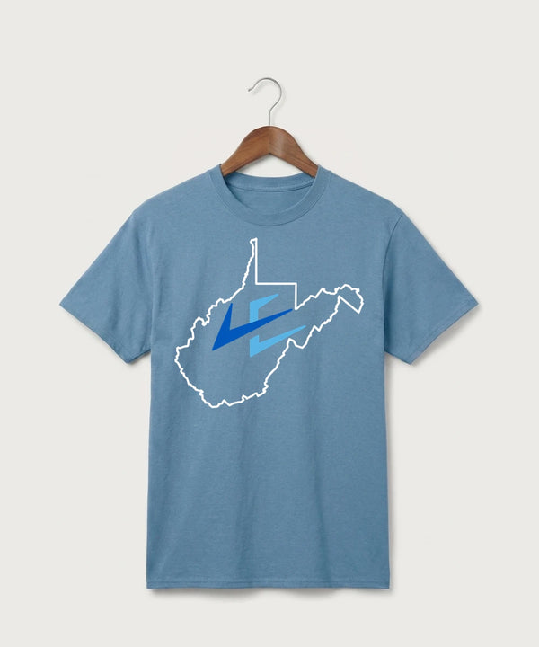 Leading Edge West Virginia Team Store - Tundra Blue Port & Co Core Cotton Tee. PC54
