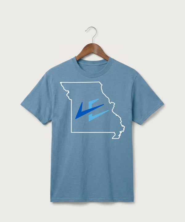 Leading Edge Missouri Team Store - Tundra Blue Port & Co Core Cotton Tee. PC54