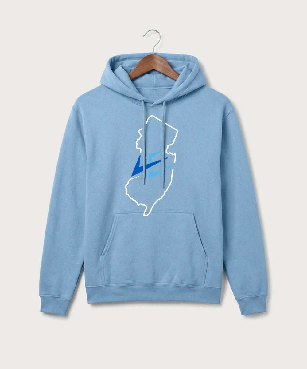 Leading Edge New Jersey Team Store - Tundra Blue Port & Co Core Fleece Pullover Hooded Sweatshirt. PC78H