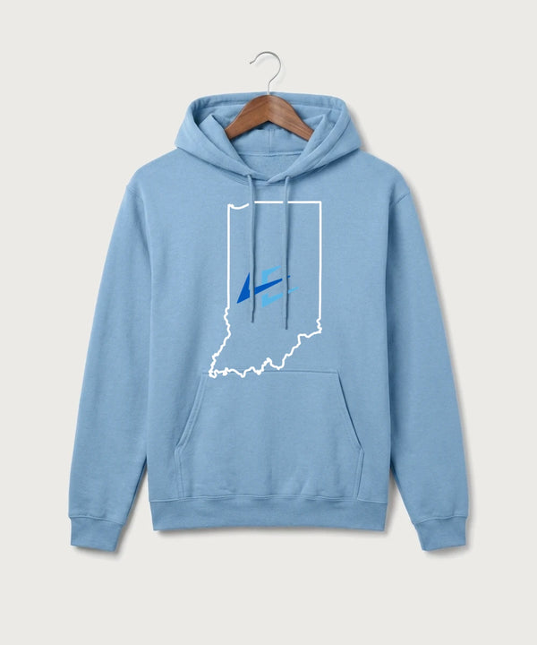 Leading Edge Indiana Team Store - Tundra Blue Port & Co Core Fleece Pullover Hooded Sweatshirt. PC78H